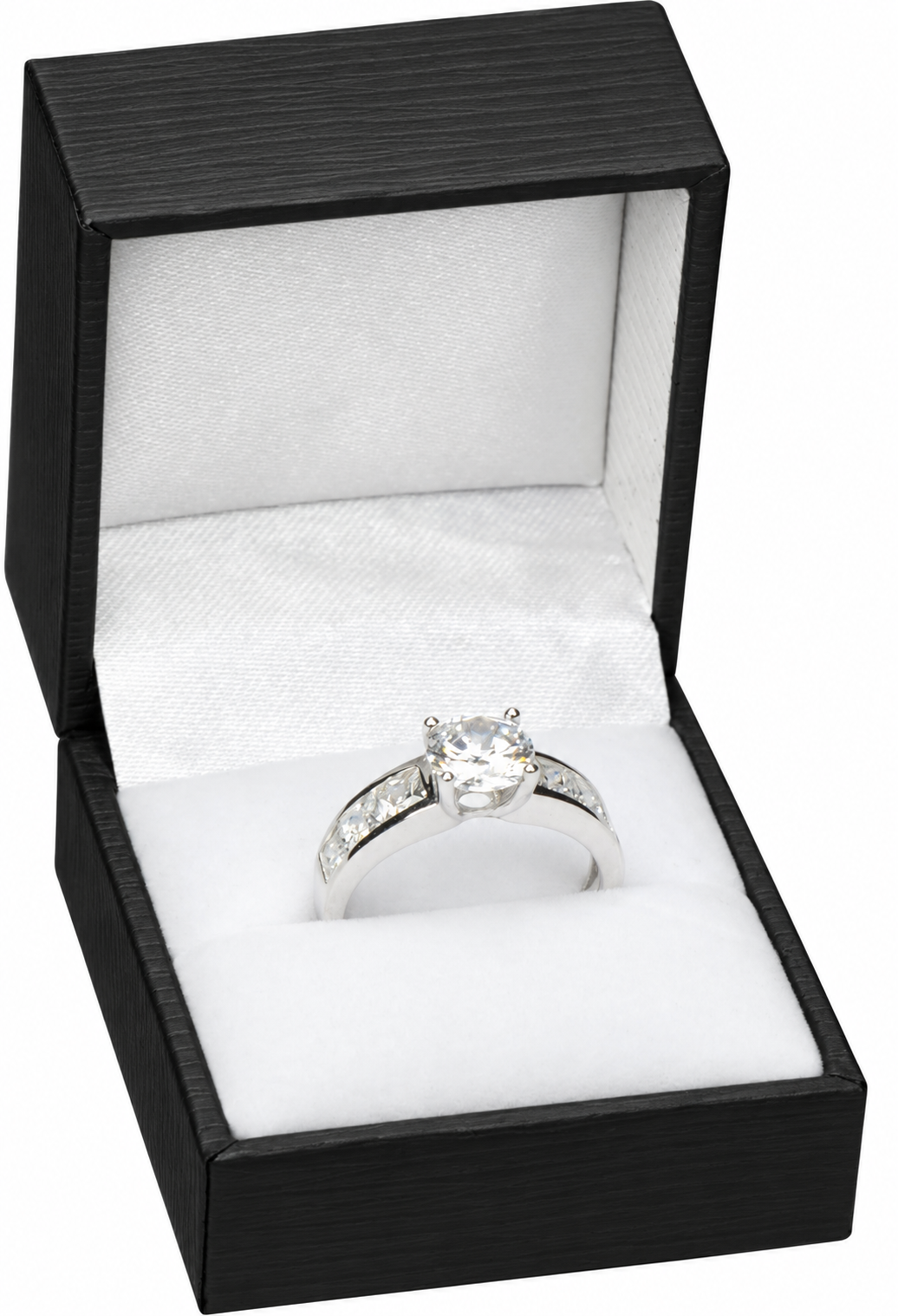 12-Pack Black Leatherette Ring Gift Box with White Interior