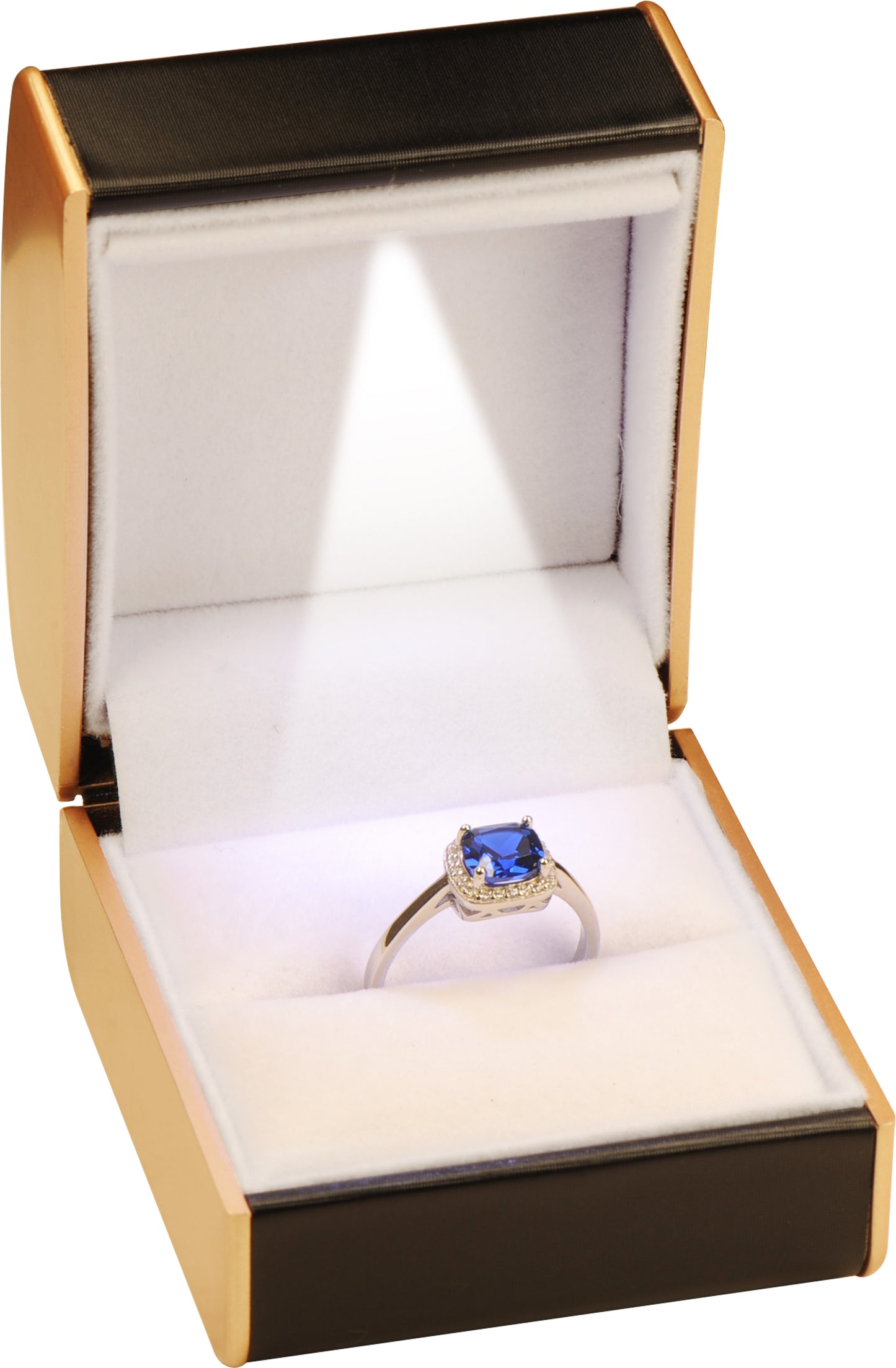 12 Piece Wholesale LED Ring Boxes Dome Top Design Luxury PU Leather Material