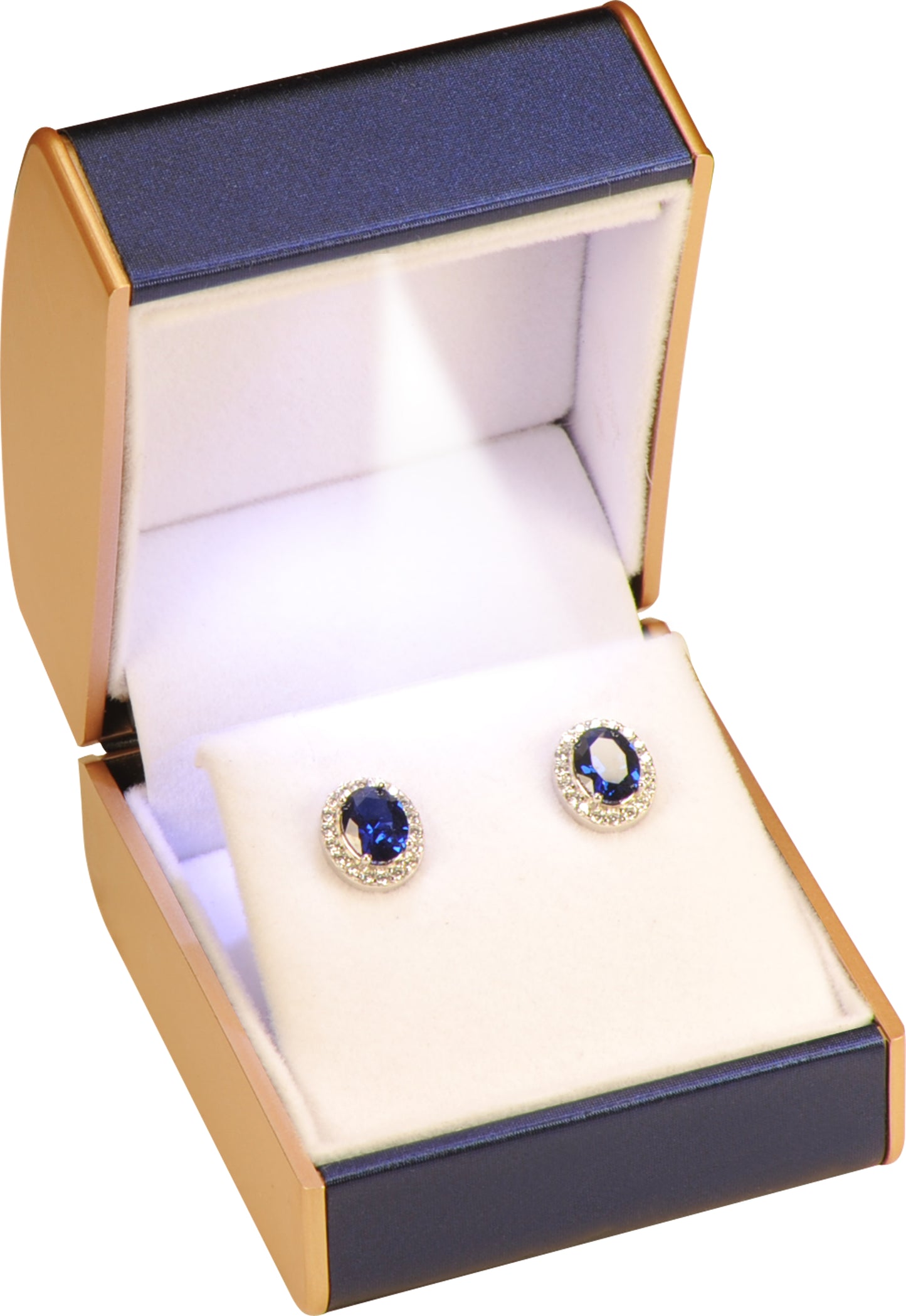 12 Piece Wholesale LED Earring Boxes Dome Top Design Luxury PU Leather Material