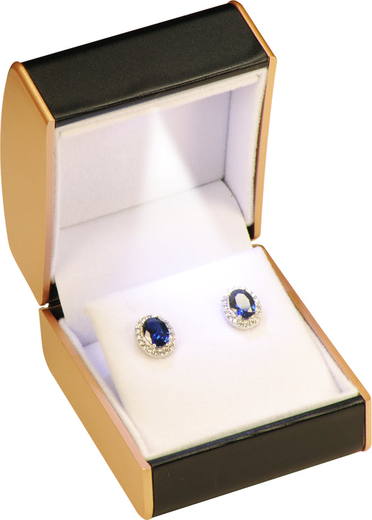 12 Piece Wholesale LED Earring Boxes Dome Top Design Luxury PU Leather Material