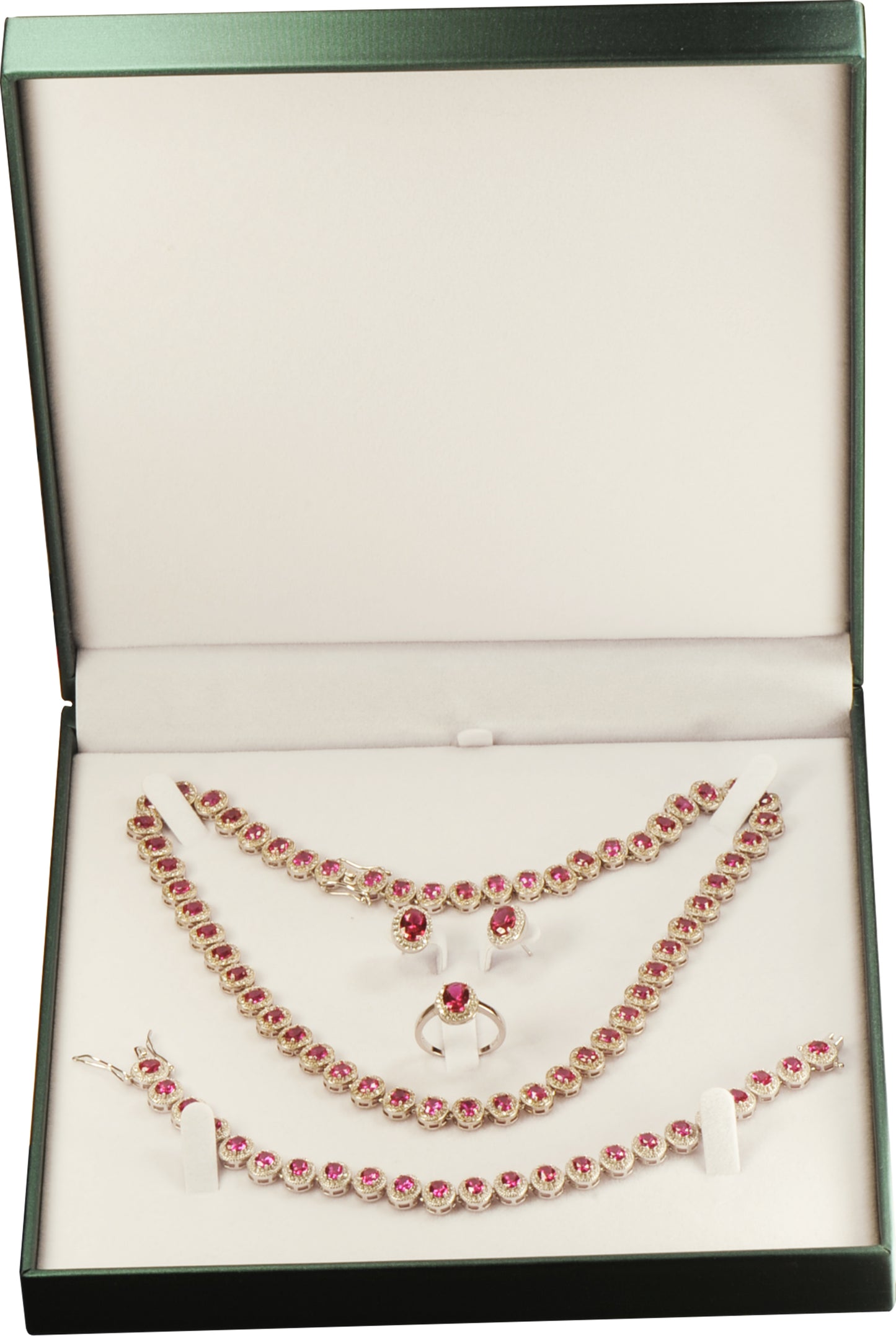 6 Piece Wholesale Bulk Extra Large Necklace Ring Earrings Bracelet Sets Gift Box Luxury Soft Touch PU Leather Material Big Box Size 7.5"(W)*7.5〞(D)*1.57〞(H)