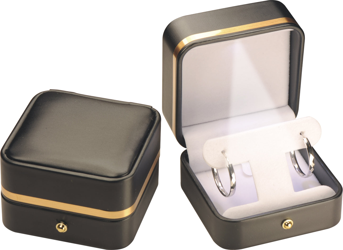 12 Piece Wholesale T Stye LED Earring Gift Boxes Multiple Use  Luxury PU Leather Material( Can be Used as Pendant Boxes as well)