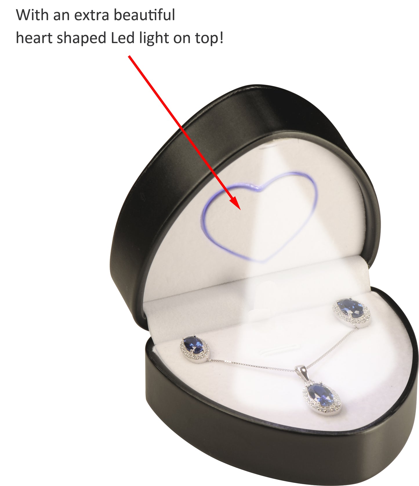 12 Piece Wholesale Heart to Heart LED Necklace Pendant Jewelry Boxes Luxury PU Leather Material