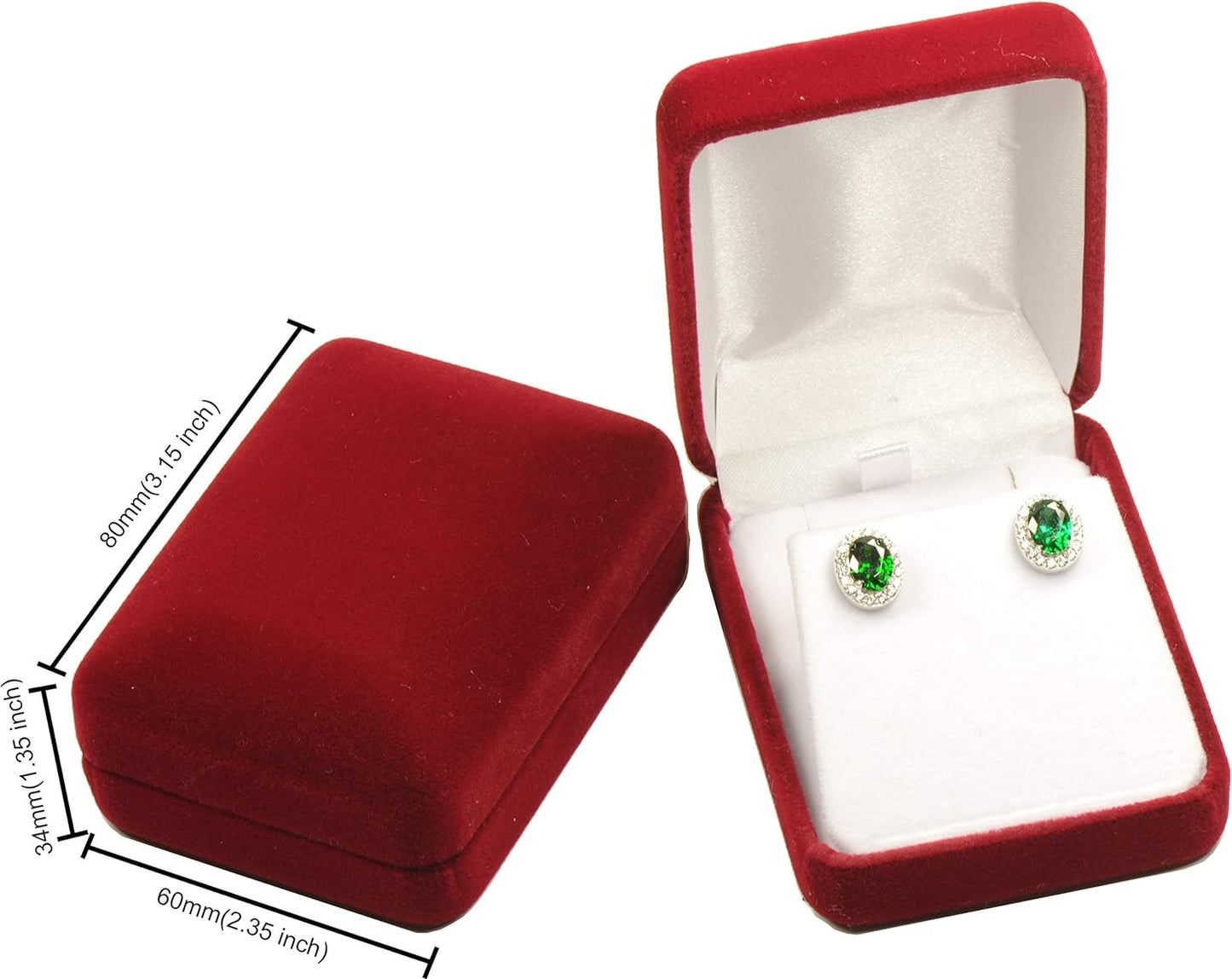 Wholesale 6 Piece Luxury Velvet Multiple Use Earring Necklace Pendant Jewelry Gift Box Burgundy Red Color Soft Touch Premium Velvet Material Size 2.35〞(W)*3.15〞(D)*1.35〞(H) with an Individual White Packer Box