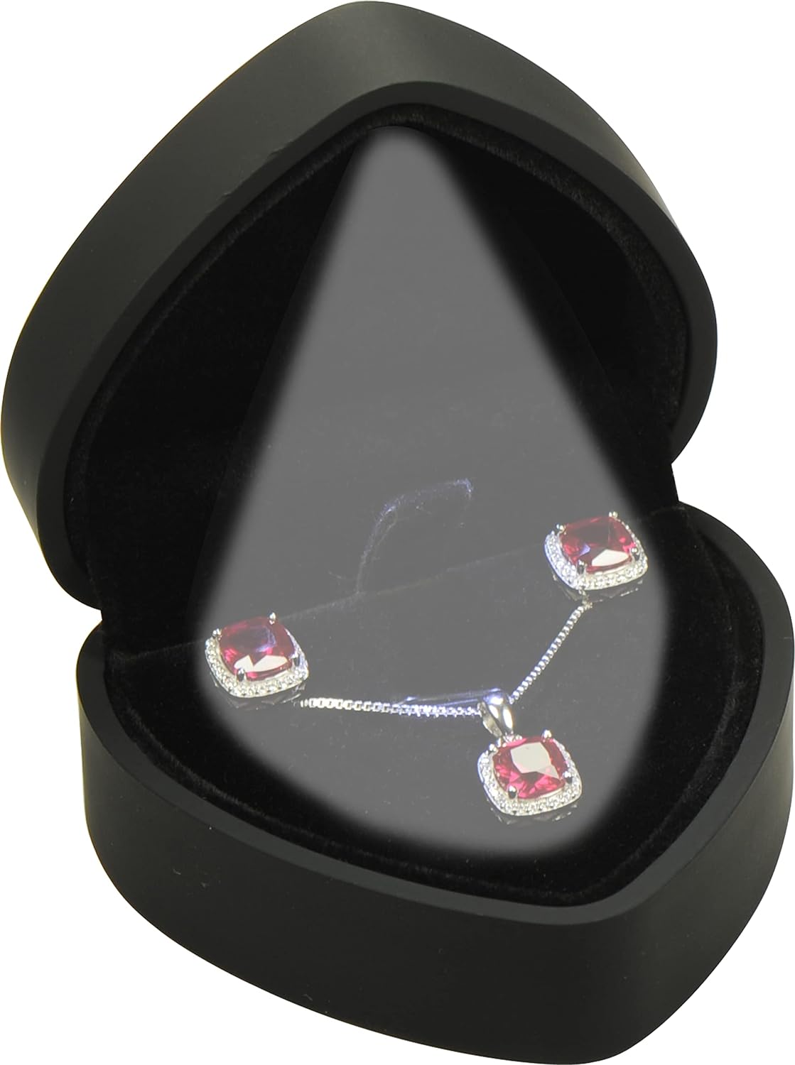 LED Black Necklace Pendant Box for Wedding, Engagement, Birthday, Christmas...Luxury Heart Shaped Design LED Necklace Pendant Chain Jewelry Gift Box with Light for Women for Girls for Men, Plastic