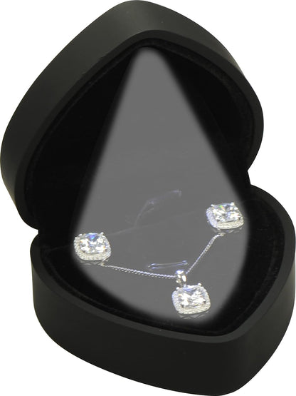 LED Black Necklace Pendant Box for Wedding, Engagement, Birthday, Christmas...Luxury Heart Shaped Design LED Necklace Pendant Chain Jewelry Gift Box with Light for Women for Girls for Men, Plastic