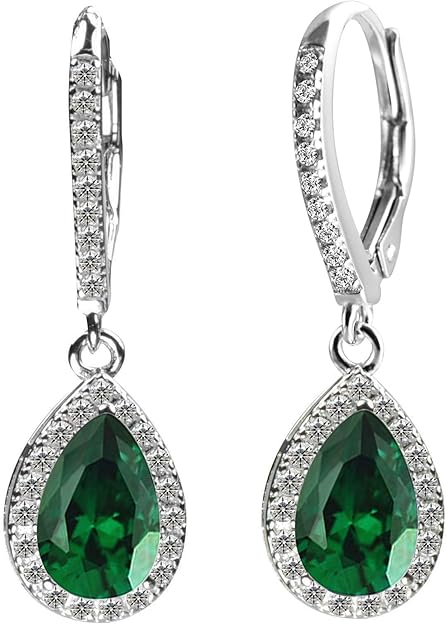 CHOOSE YOUR COLOR AND STYLE Leverback Earrings Hypoallergenic and Tarnich Resistant Silver Birthstone Drop Dangle Dangling Earrings for Women for Ladies for Girls Premium AAA Cubic Zirconia Setting Comes with a Beautiful Jewelry Gift Box