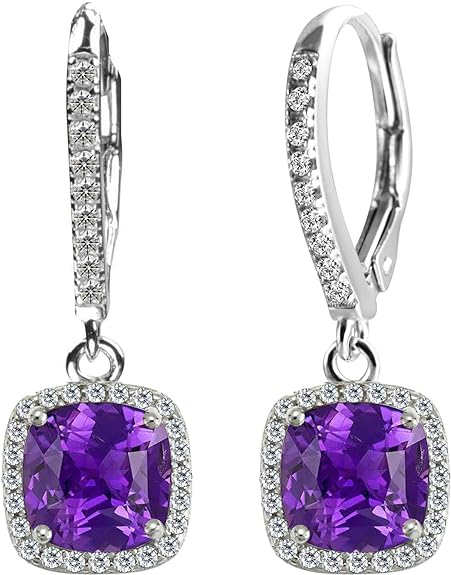 CHOOSE YOUR COLOR AND STYLE Leverback Earrings Hypoallergenic and Tarnich Resistant Silver Birthstone Drop Dangle Dangling Earrings for Women for Ladies for Girls Premium AAA Cubic Zirconia Setting Comes with a Beautiful Jewelry Gift Box