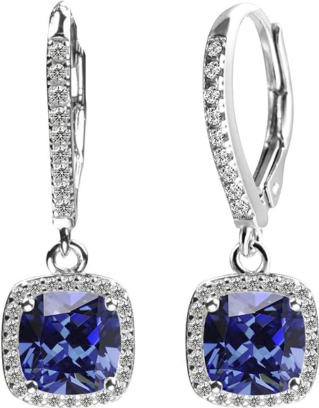 CHOOSE YOUR COLOR AND STYLE Leverback Earrings Hypoallergenic and Tarnich Resistant Silver Birthstone Drop Dangle Dangling Earrings for Women for Ladies for Girls Premium AAA Cubic Zirconia Setting Comes with a Beautiful Jewelry Gift Box