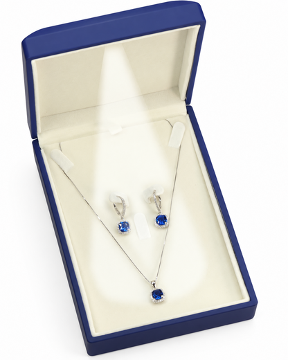 12-Pack Blue LED Necklace & Earring Gift Box - Open