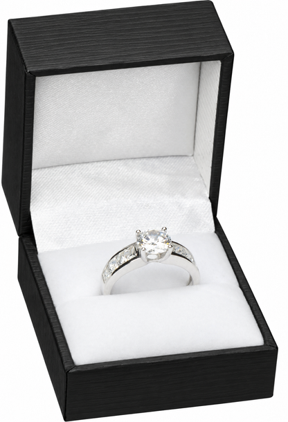 12-Pack Black Leatherette Ring Gift Box with White Interior