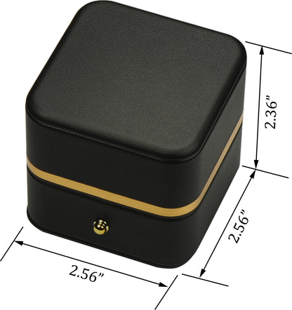 Wholesale Ring Box for Wedding Proposal Engagement for Men Women Luxury Soft Touch Premium PU Leather Ring Jewelry Gift Holder Box with Elegant Gold Trim and Gold Button Design