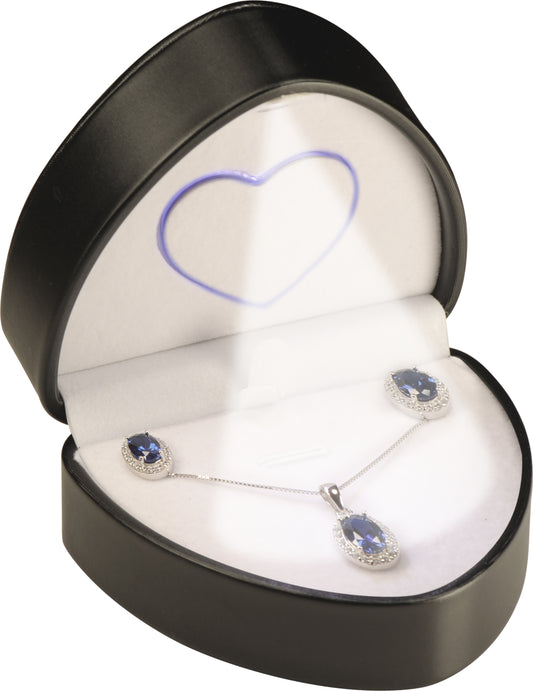 12 Piece Wholesale Heart to Heart LED Necklace Pendant Jewelry Boxes Luxury PU Leather Material