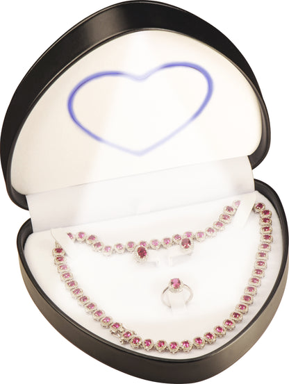 6 Piece Wholesale Necklace Pendant Earrings Ring Set Boxes Heart to Heart Luxury PU Leather Material