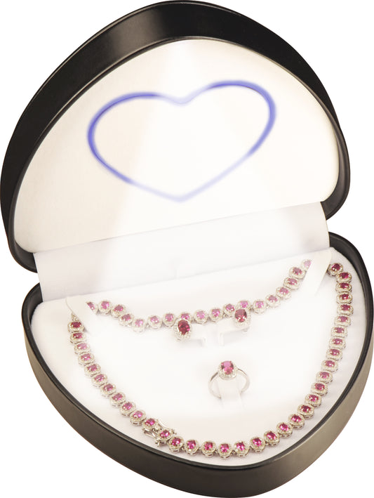 6 Piece Wholesale Necklace Pendant Earrings Ring Set Boxes Heart to Heart Luxury PU Leather Material