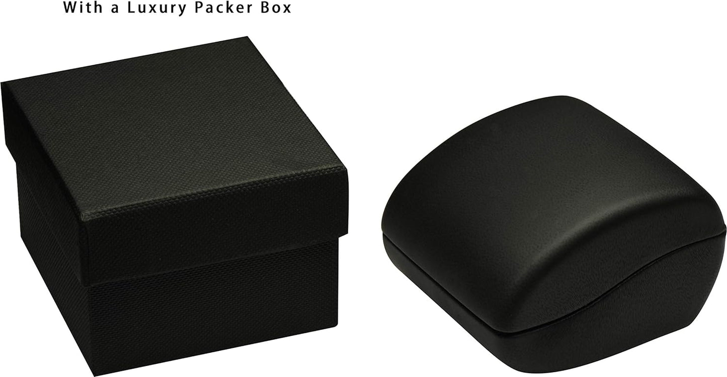 Black LED Necklace Box in Arc Shaped Aluminium Faux Leather