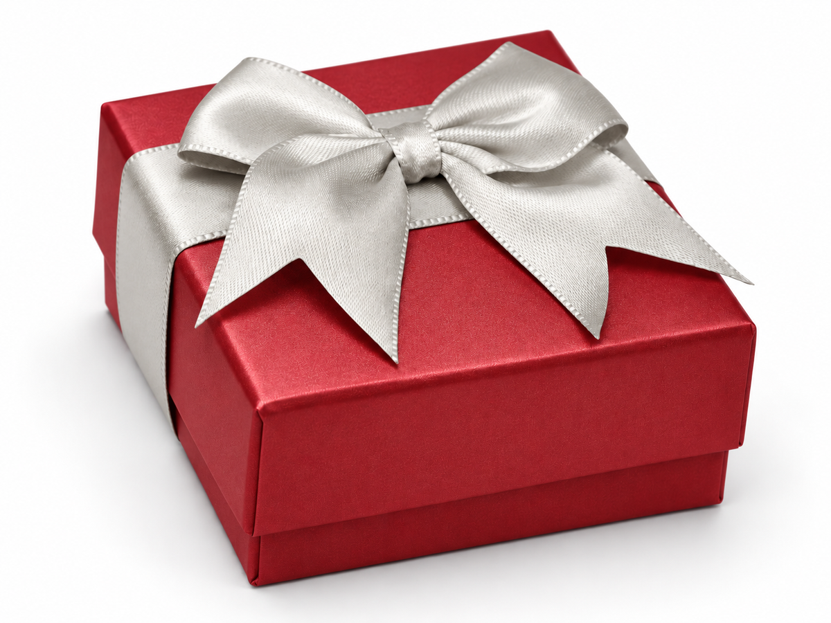 Red magnetic ring and jewellery gift box with ribbon bow