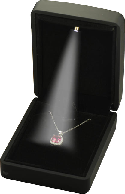 Wholesale LED Black Necklace Chain Jewelry Gift Box for Wedding, Birthday, Valentine' Day, Mother's Day, Father's Day, Christmas...Luxury Arc Shaped Top Design LED Necklace Pendant Chain Jewelry Gift Box with Light for Women for Girls for Men