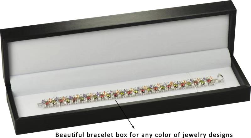 Wholesale Bulk Bracelet Box Luxury Soft Touch PU Leather Material Size 8.67〞(W)*2.16〞(D)*1.38〞(H)