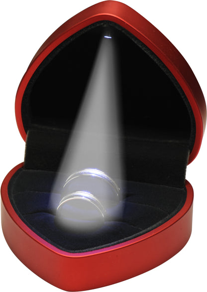 Wholesale LED Red Double Couple Ring Box for Wedding, Engagement, Proposal, Birthday, Valentine' Day, Mother's Day, Father's Day, Christmas...Luxury Heart Shaped Design LED Ring Jewelry Gift Box with Light for Women for Girls for Men