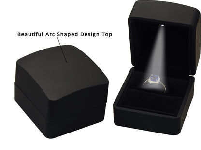 Wholesale LED Ring Box for Proposal, Wedding, Engagement, Birthday...Luxury Arc Shaped Top Design LED Ring Jewelry Gift Box with Light for Men for Women for Girls Box Dimension 2.28〞(W)*2.48〞(D)*1.65〞(H)