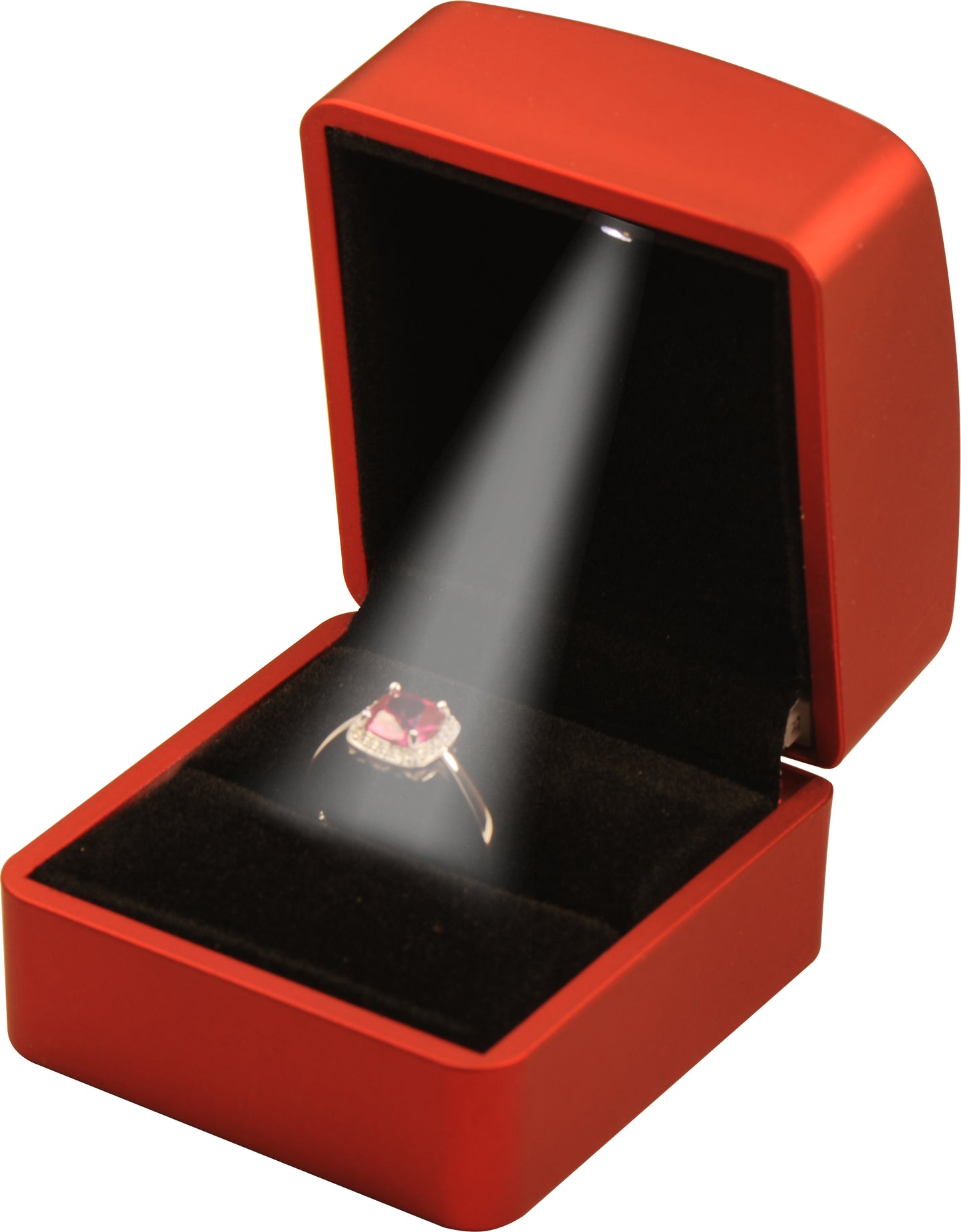 Wholesale LED Ring Box for Proposal, Wedding, Engagement, Birthday...Luxury Arc Shaped Top Design LED Ring Jewelry Gift Box with Light for Men for Women for Girls Box Dimension 2.28〞(W)*2.48〞(D)*1.65〞(H)